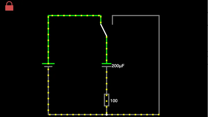 Tela da simulação Carga e Descarga do Capacitor
