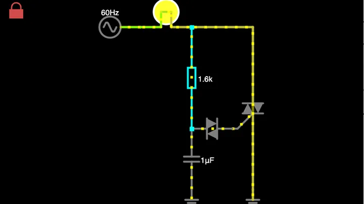 Tela da simulação Dimmer de Lâmpada (TRIAC)