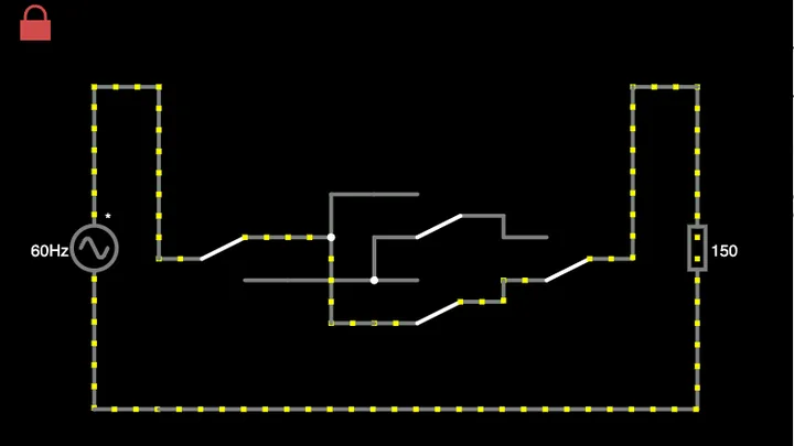 Tela da simulação Interruptor Intermediário (Four-Way)