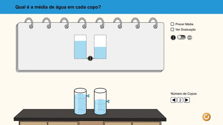 Tela da simulação Média: Distribuição e Equilíbrio