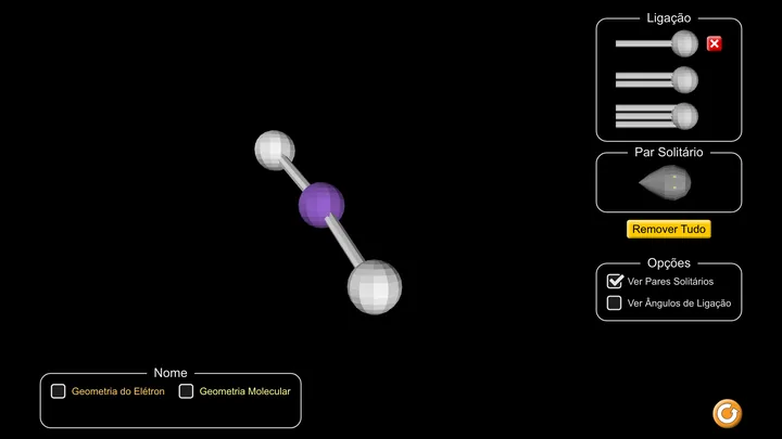 Tela da simulação Geometria Molecular