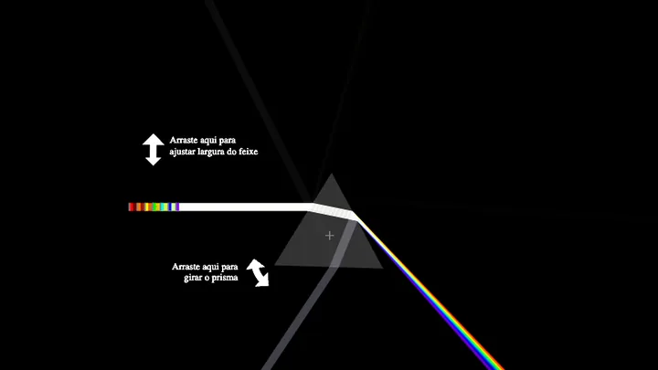 Tela da simulação Prisma e as Cores da Luz