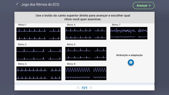 Tela da simulação Ritmos do ECG